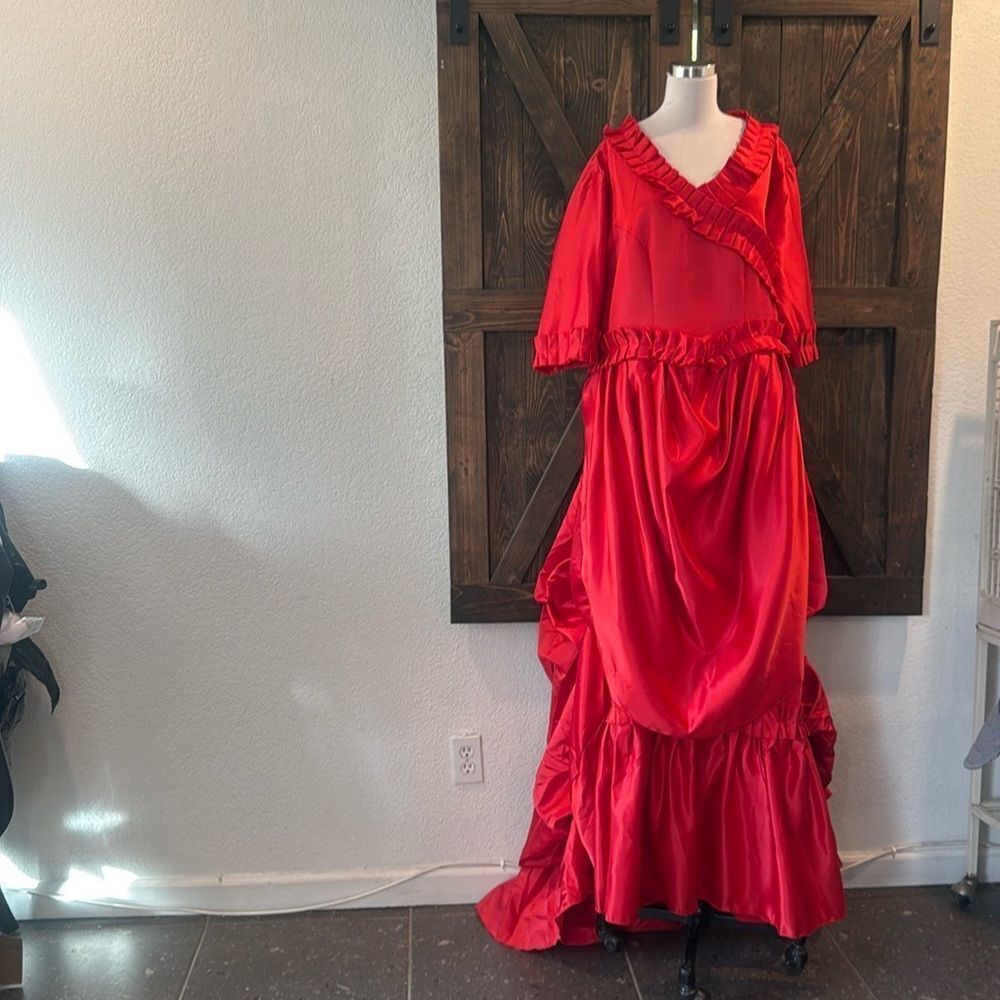 Victorian Gothic bustle Prom Red Vampire Mina Harker Civil War Southern  Dress - Picture 2 of 12